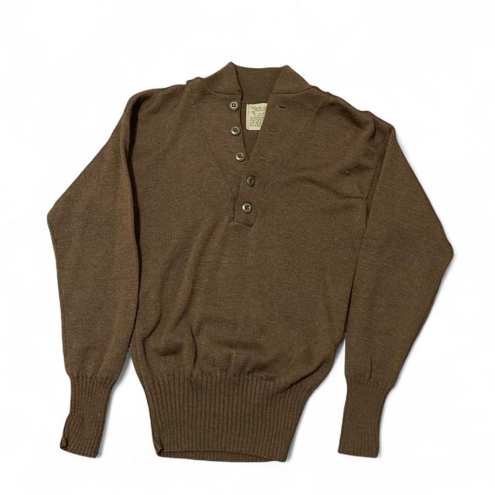 Jack young 5-button‎ wool button sweater brown army vintage 42/44